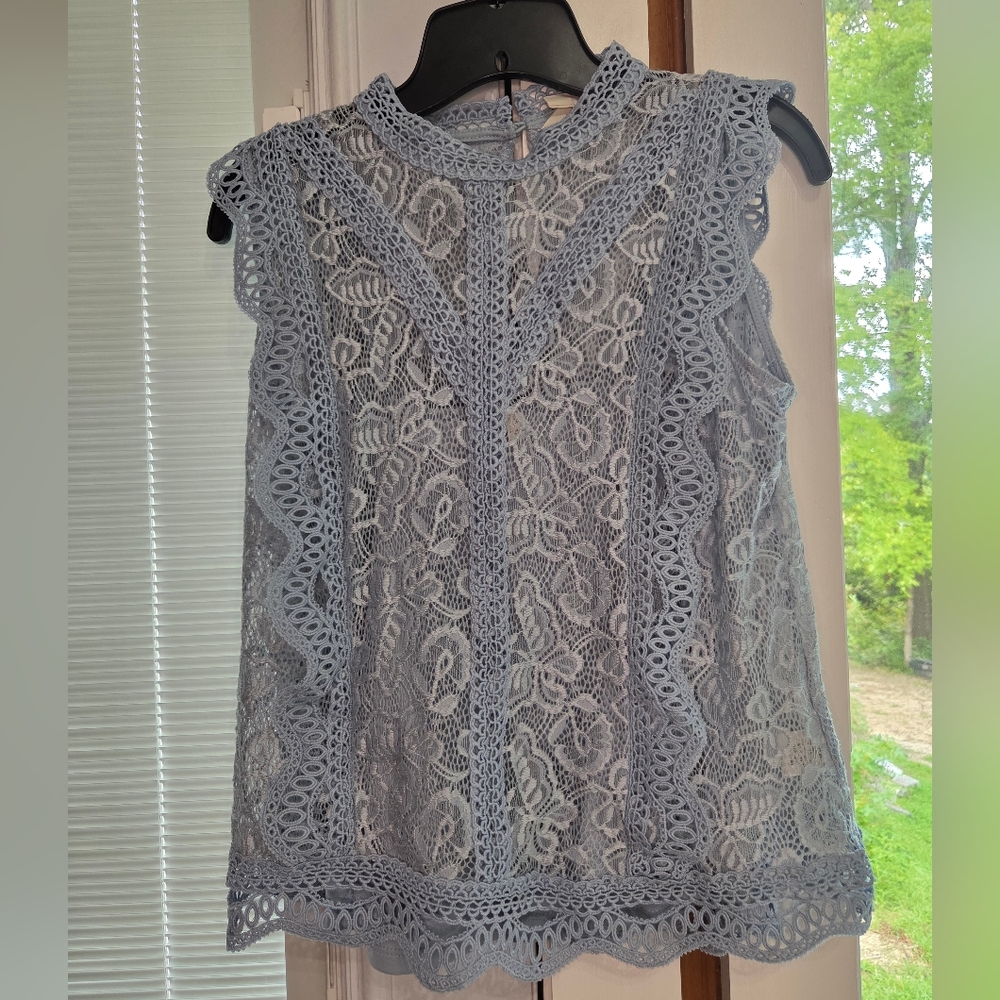 Adiva Blue Lace Blouse